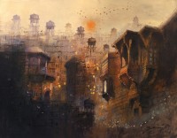 A. Q. Arif, 22 x 28 Inch, Oil on Canvas, Cityscape Painting, AC-AQ-210